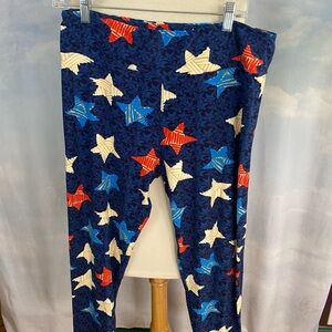 LuLaRoe Tall & Curvy Patriotic Americana Star Print Leggings